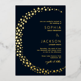 ムーンオブスターズブラック結婚ズ 箔招待状