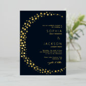 ムーンオブスターズブラック結婚ズ 箔招待状 (立ち正面)