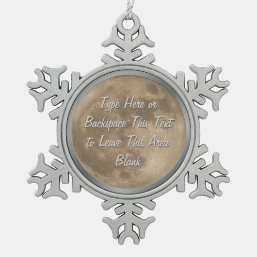 ムーンオーナメント満月クリスマスデコレーション スノーフレークピューターオーナメント (正面)