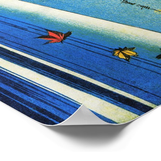 ムーンオーバーウォーターフォール広重日本のファインアート ポスター (角)