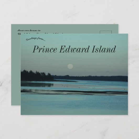 ムーンオーバーヘロンシャーロットタウンPEIカナダ ポストカード (正面/裏面)