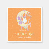 ムーンカワイイ不気味幽霊ワンハロウィーン1回目の誕生日 スタンダードカクテルナプキン (正面)
