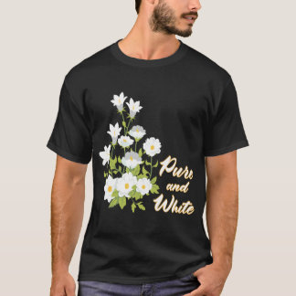 ムーンガーデン ピュア アンド ホワイト フラワーデザイン Tシャツ