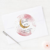 ムーンガールの誕生日パーティーの上の夢のようなピンク ラウンドシール (封筒)