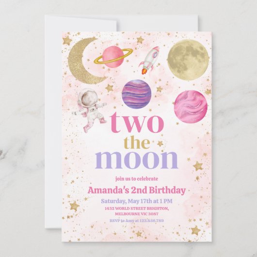 ムーンガール2歳の誕生日 招待状 (正面)
