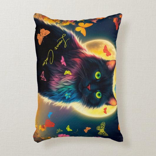 ムーンキャットバタフライデコかわいらしア蛾の月光 アクセントクッション (正面(垂直))