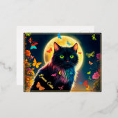 ムーンキャットバタフライデコかわいらしア蛾の月光 箔シーズンポストカード (正面/裏面)