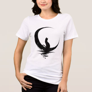 ムーンキャットTシャツ – 魔女の黒猫と天体グラフィック トライブレンドTシャツ