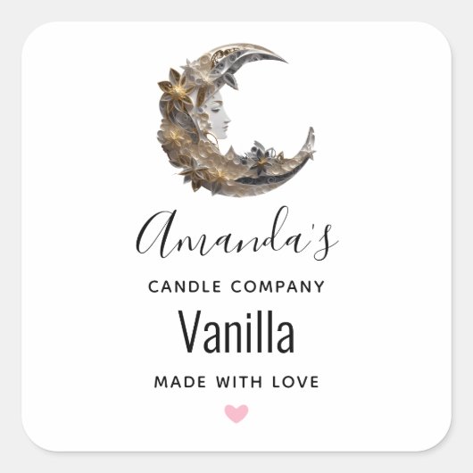 ムーンキャンドル顔事業の美しいビジネス スクエアシール (正面)