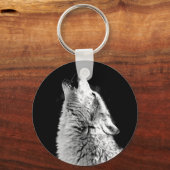 ムーンキーチェーンで白黒ウルフハウリング キーホルダー (正面)