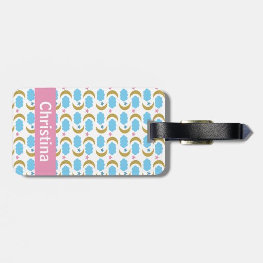 ムーンクラウドスターフェイクズ金ゴールドのパーソナライズ ラゲッジタグ (裏面横)