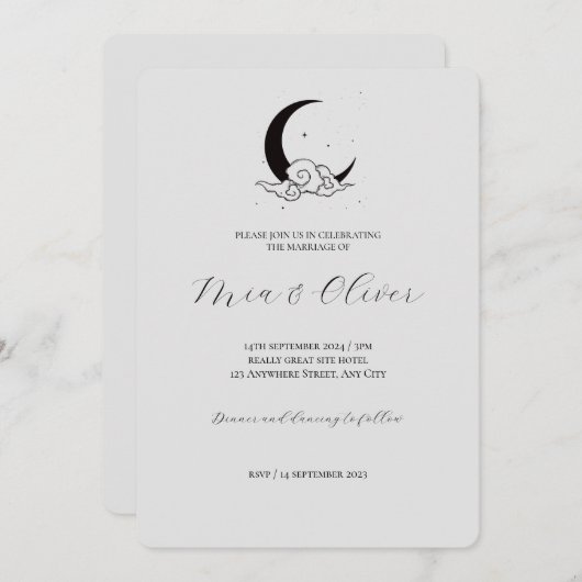 ムーンクラウド結婚式招待状 招待状 (正面/裏面)