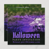 ムーンクラウド パープル ハロウィン招待状 招待状 (正面/裏面)