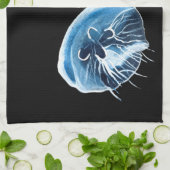 ムーンクラゲの水彩画 キッチンタオル (折り畳み)