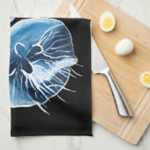 ムーンクラゲの水彩画 キッチンタオル (四つ折り)