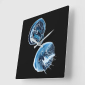 ムーンクラゲの水彩画 スクエア壁時計 (傾斜)