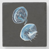 ムーンクラゲの水彩画 ストーンコースター (正面)