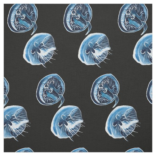 ムーンクラゲの水彩画 ファブリック (見本)