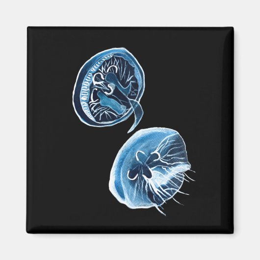 ムーンクラゲの水彩画 マグネット (正面)