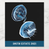 ムーンクラゲの水彩画 ワインラベル (シングルラベル)