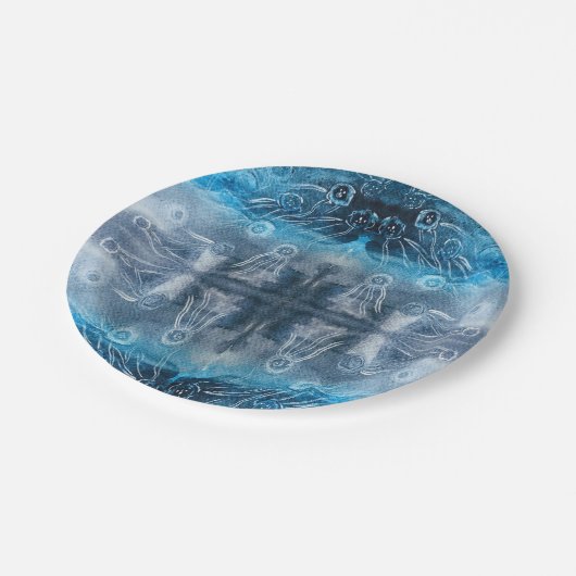 ムーンクラゲろうけつ染めプリント ペーパープレート (アングル)