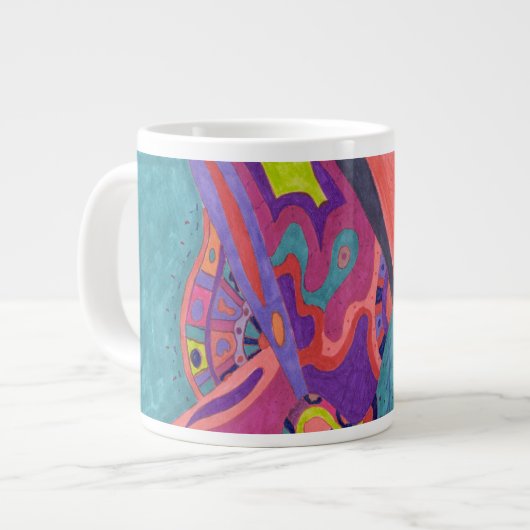 ムーンクラッシャーズ、抽象芸術アート ジャンボコーヒーマグカップ (正面左)