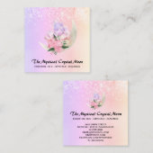 *~*ムーンクリスタルフローラピグラデーションーチピンクグリッター  スクエア名刺 (正面/裏面)