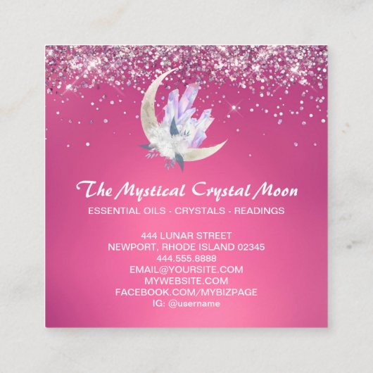 *~*ムーンクリスタルフローラピンクグリッター スクエア名刺 (裏面)