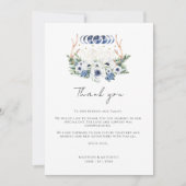 ムーンクリスタル白い青い花ボホ形而上学的 サンキューカード (正面)