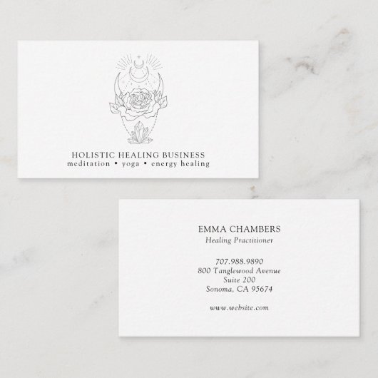 ムーンクリスタル花のホリスティック癒し名刺 名刺 (正面/裏面)