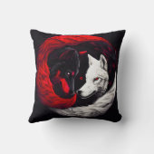 ムーンクリムゾンレッドホワイトウルフ クッション (裏面)