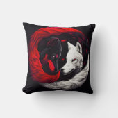 ムーンクリムゾンレッドホワイトウルフ クッション (正面)