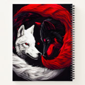 ムーンクリムゾンレッドホワイトウルフ ノートブック (裏面)