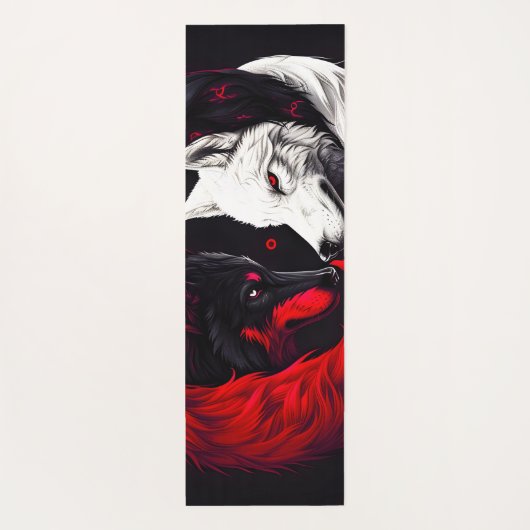 ムーンクリムゾンレッドホワイトウルフ ヨガマット (裏面)