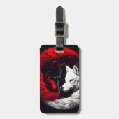 ムーンクリムゾンレッドホワイトウルフ ラゲッジタグ (正面縦)