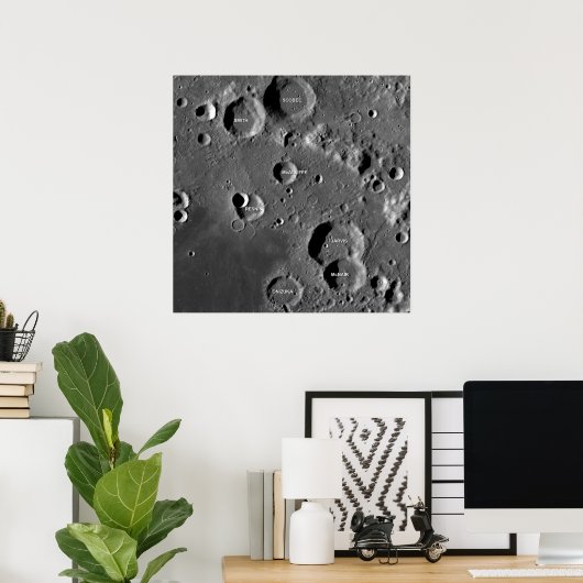 ムーンクレーター記念 – 宇宙飛行士用に命名されたクレーター ポスター (ホームオフィス)