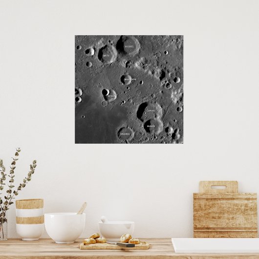 ムーンクレーター記念 – 宇宙飛行士用に命名されたクレーター ポスター (キッチン)