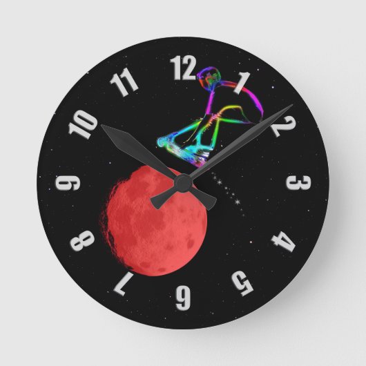 ムーングラバースタントスクーターライダー ラウンド壁時計 (正面)