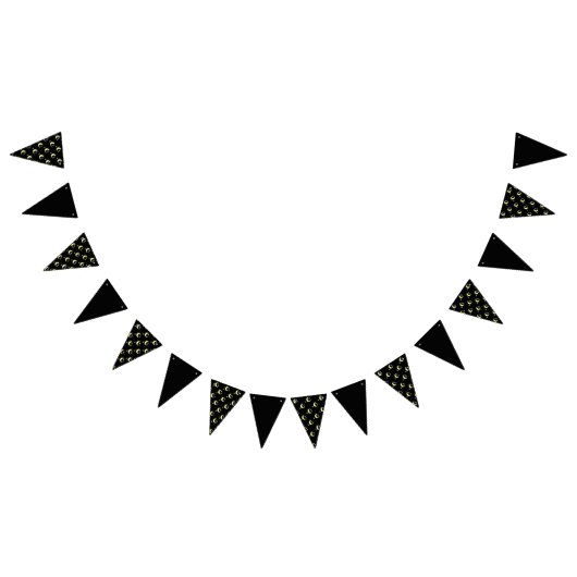 ムーングローパーティーバナー（黒とソフトイエロー） バンティングフラッグ (全)