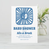 ムーングローボホモダンかわいいカスタムQRベビーシャワー 招待状 (スタンド正面)