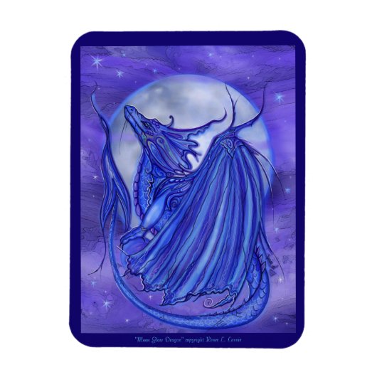 「ムーングロー」ドラゴンファンタジーby Renee Lavoie マグネット (縦)