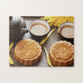 ムーンケーキと茶、中国の中秋フェスティバル ジグソーパズル (横)