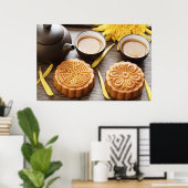 ムーンケーキと茶、中国の中秋フェスティバル ポスター (ホームオフィス)