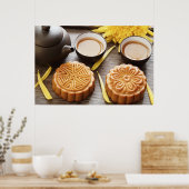 ムーンケーキと茶、中国の中秋フェスティバル ポスター (キッチン)