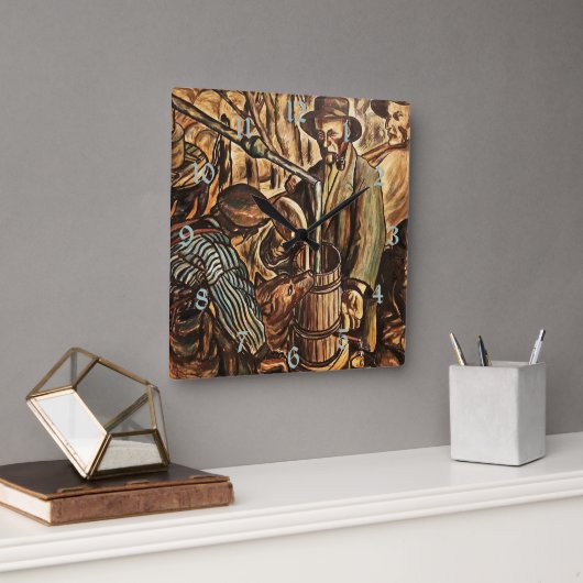 ムーンシナーがホワイト稲妻ウイスキー酒を作る スクエア壁時計 (オフィス)