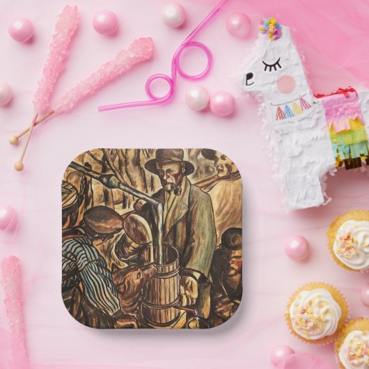 ムーンシナーがホワイト稲妻ウイスキー酒を作る ペーパープレート (パーティー)