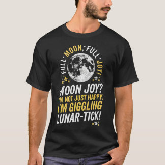 ムーンジョイ 楽しい月の言葉 ミニマル満月 Tシャツ
