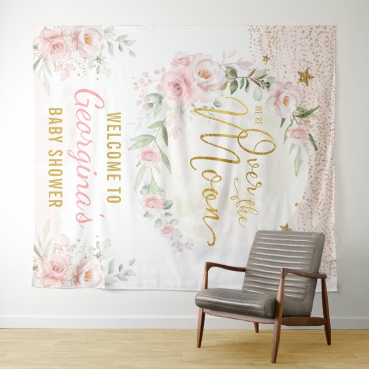 ムーンスかわいらしターズ赤面フローラベイビーガールウェルカム タペストリー (インサイチュ(横))