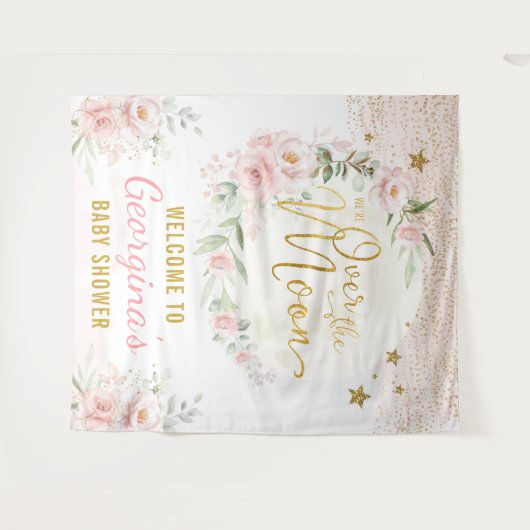 ムーンスかわいらしターズ赤面フローラベイビーガールウェルカム タペストリー (正面(横))