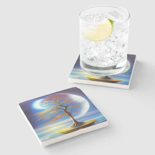 ムーンスケープ盆栽 ストーンコースター (横)